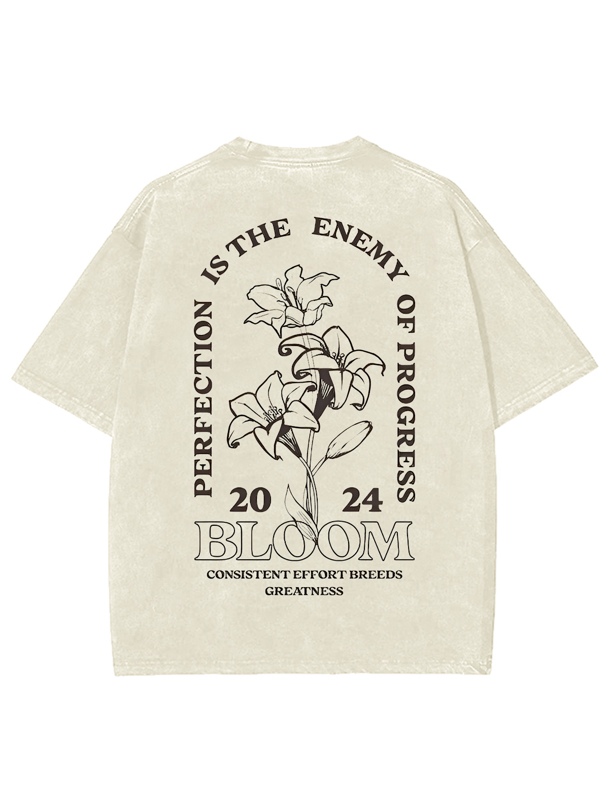 Bloom 2024 Unisex Printed Retro Washed Short Sleeved T-Shirt-moweekender