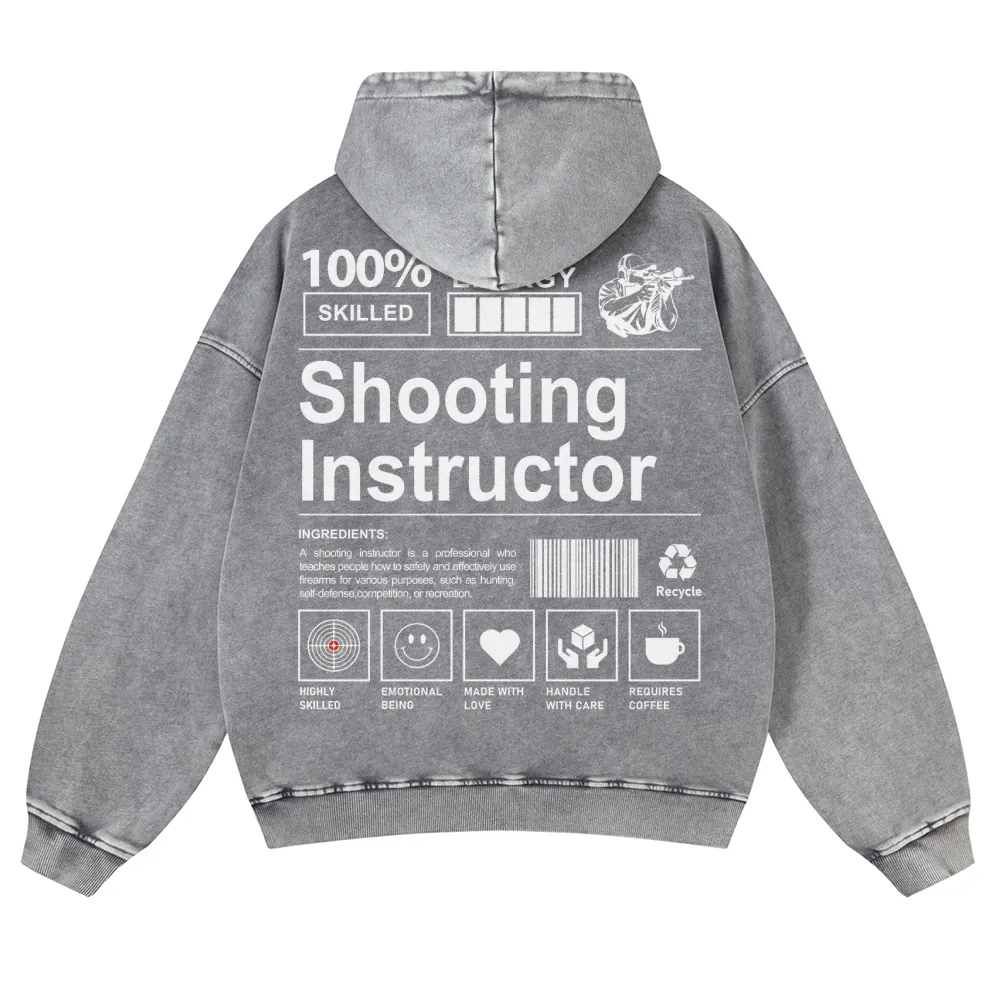Shooting Instructor Printed Vintage Washed Hoodie-moweekender