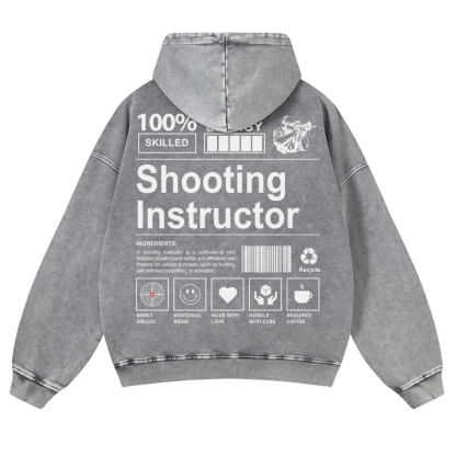 Shooting Instructor Printed Vintage Washed Hoodie-moweekender