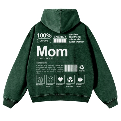Mom Printed Vintage Washed Hoodie-moweekender