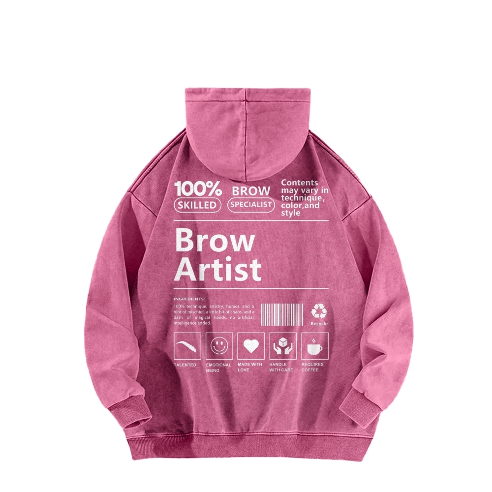 Brow Artist Casual Washed Hoodie-moweekender