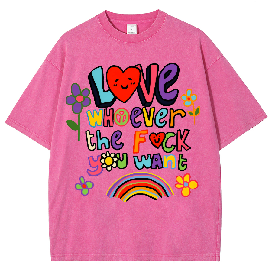 Love Whatever What Unisex Fit Washed Oversized T-Shirt-moweekender