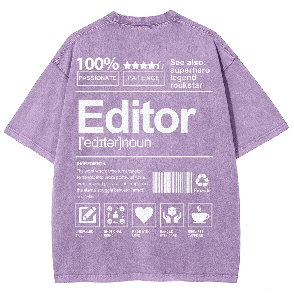 Editor Pattern Washed Vintage Short Sleeves T-Shirt-moweekender