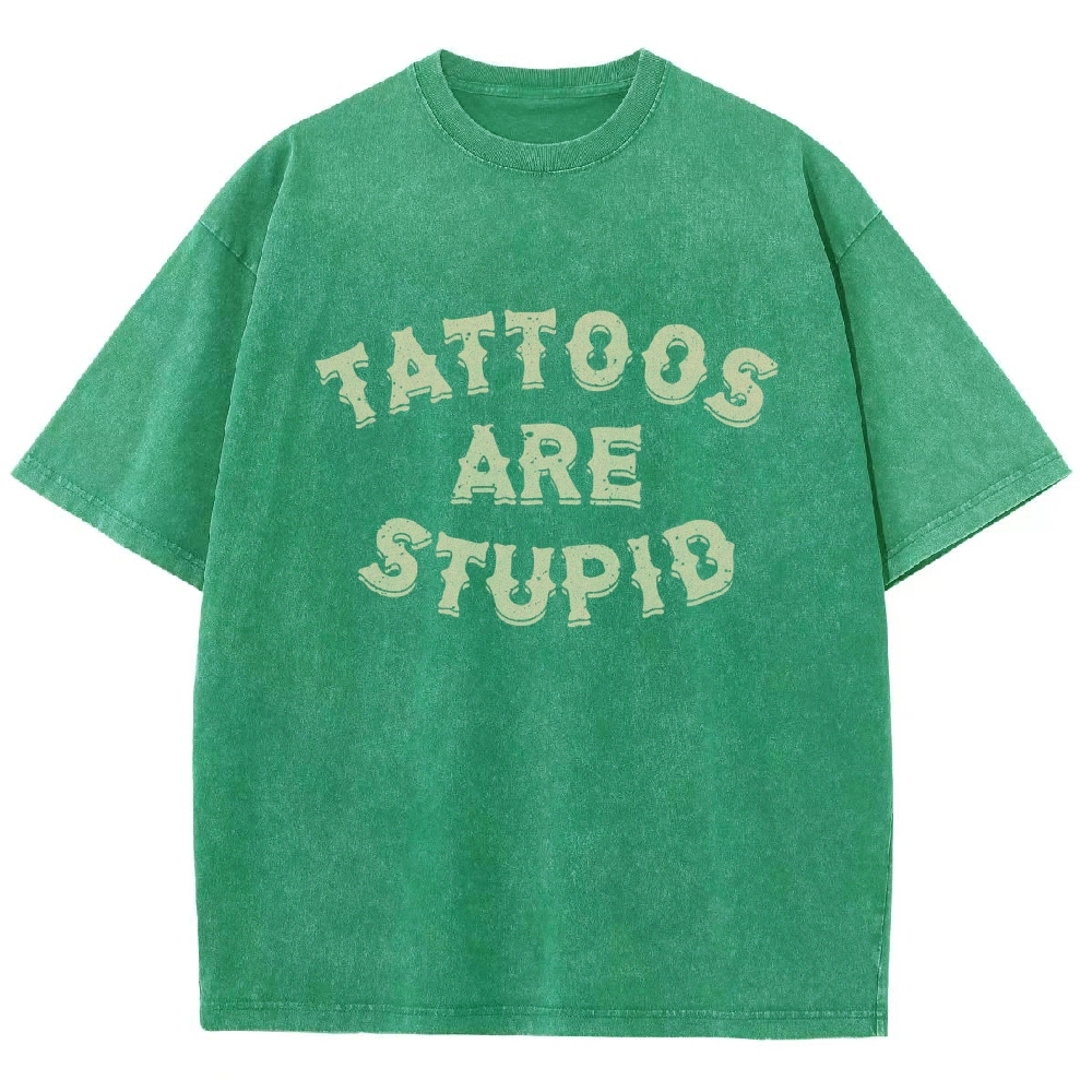Tattoos are Stupid Vintage Snowflake Washed T-Shirt-moweekender