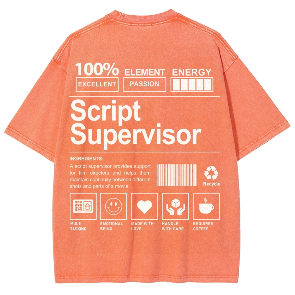 Script Supervisor Pattern Washed Vintage Short Sleeves T-Shirt-moweekender