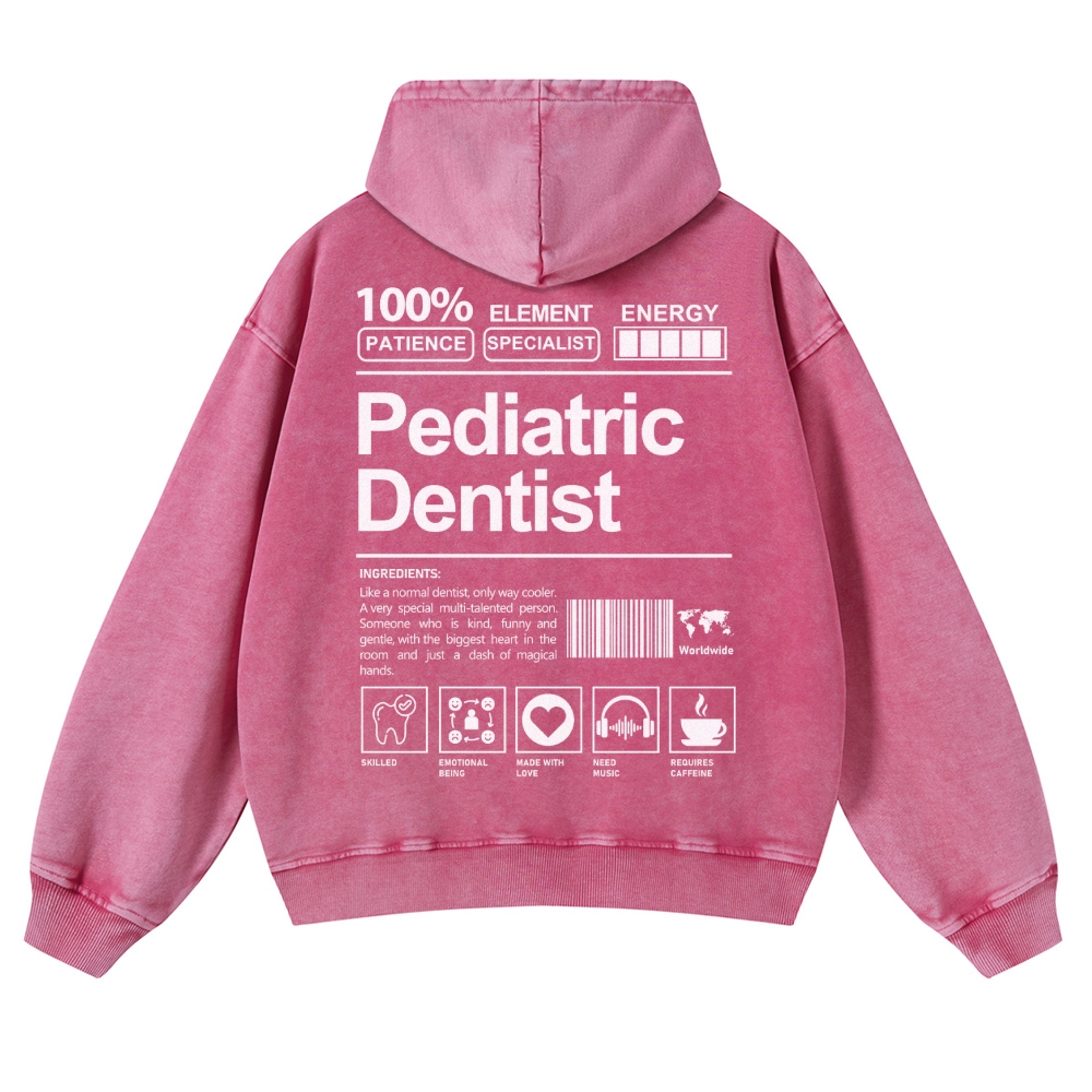 Pediatric Dentist Casual Washed Hoodie-moweekender