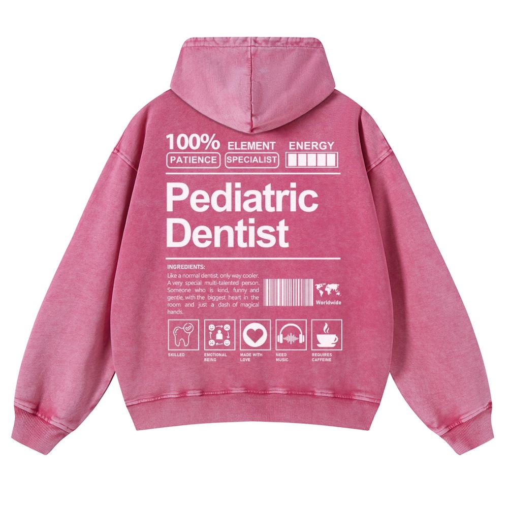 Pediatric Dentist Casual Washed Hoodie-moweekender
