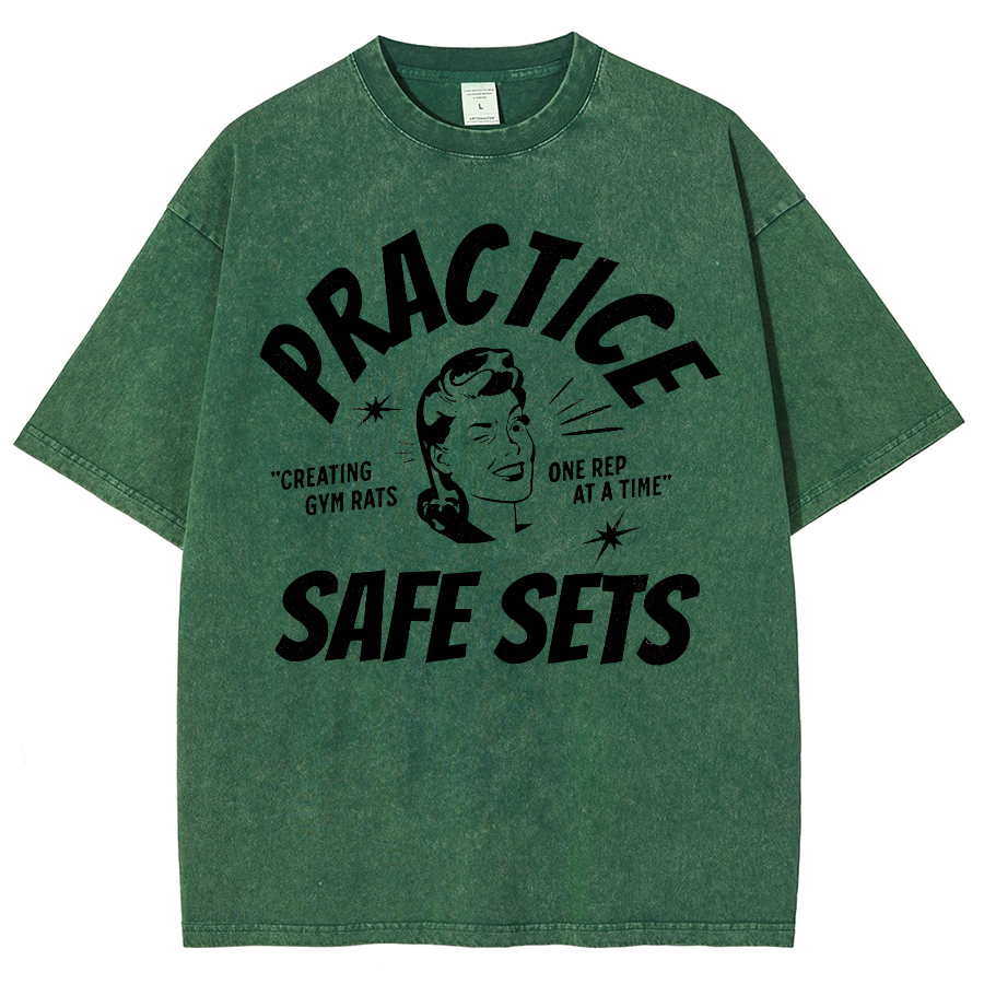 Practice Safe Sets Unisex Fit Washed Oversized T-Shirt-moweekender