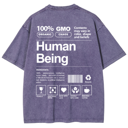 Human Being Unisex Fit Washed Oversized T-Shirt-moweekender