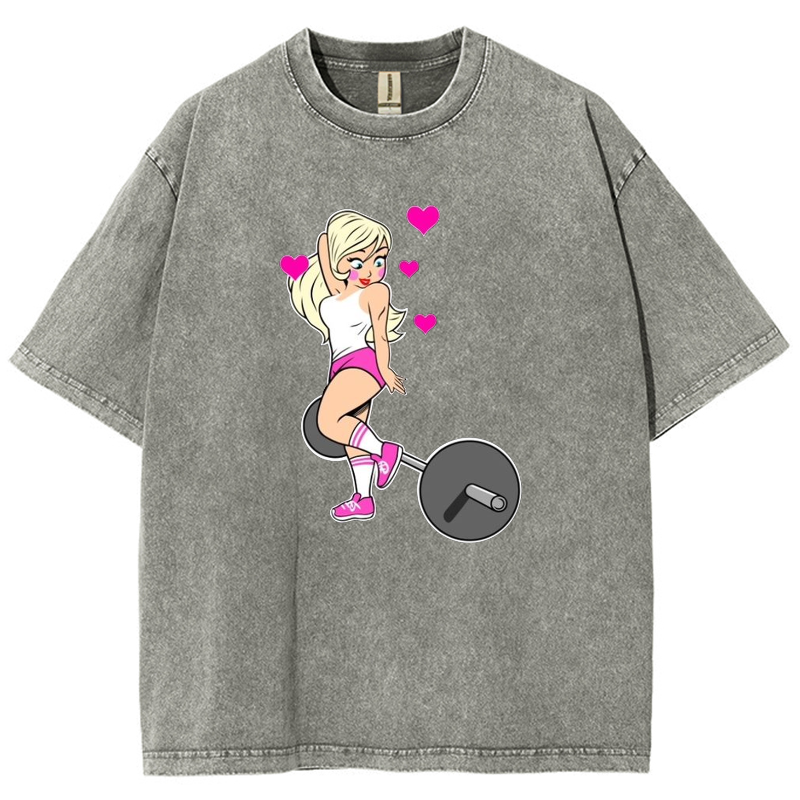 Barbell Love Girl Unisex Fit Washed T-Shirt-moweekender