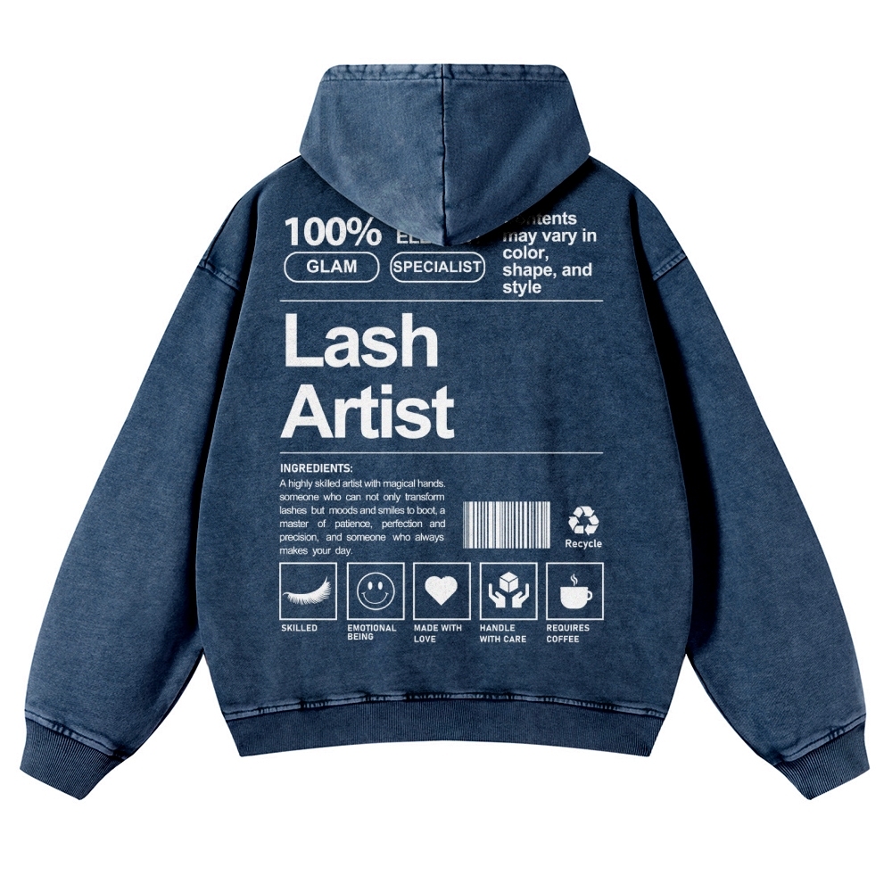 Lash Artist Casual Washed Hoodie-moweekender