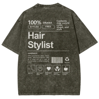 Hair Stylist Washed Vintage Short Sleeves T-Shirt-moweekender