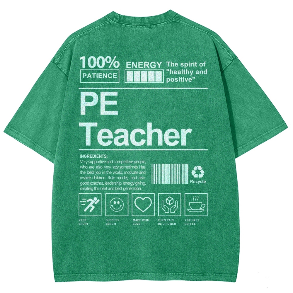 PE Teacher Unisex Fit Washed T-Shirt-moweekender