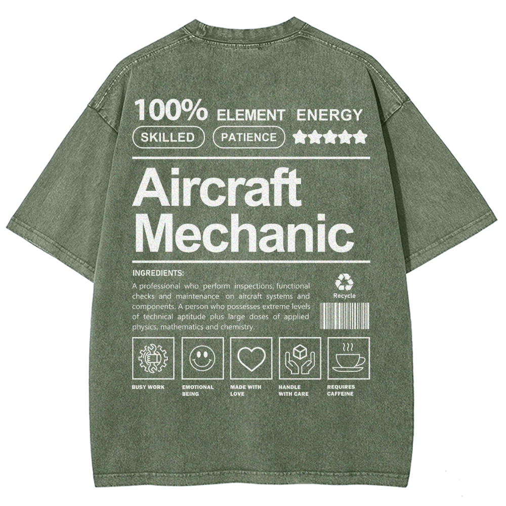 Aircraft Mechanic Unisex Fit Washed T-Shirt-moweekender