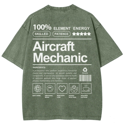 Aircraft Mechanic Unisex Fit Washed T-Shirt-moweekender