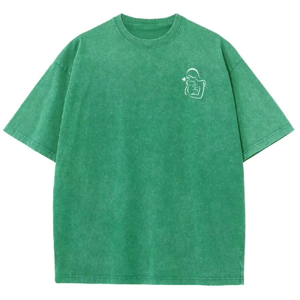 Mom Pattern Washed Vintage Short Sleeves T-Shirt-moweekender