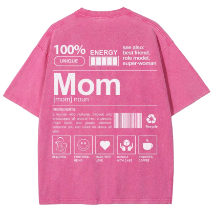 Mom Pattern Washed Vintage Short Sleeves T-Shirt-moweekender