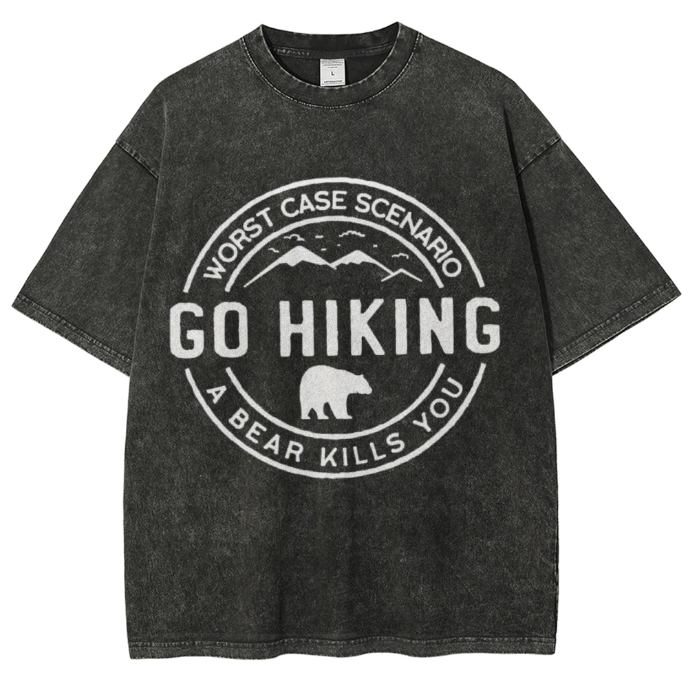 Go Hiking Vintage Snowflake Washed T-Shirt-moweekender