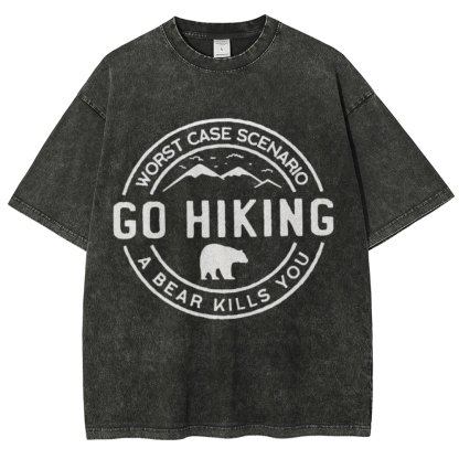 Go Hiking Vintage Snowflake Washed T-Shirt-moweekender
