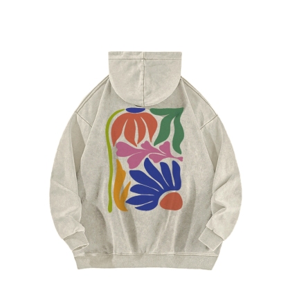 Wildflowers Matisse Art Casual Washed Hoodie-moweekender