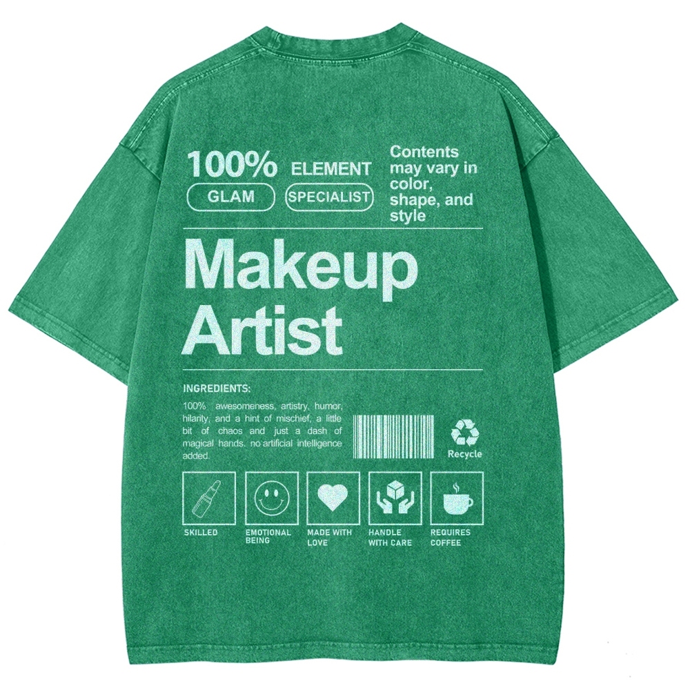 Makeup Artist Vintage Snowflake Washed T-Shirt-moweekender