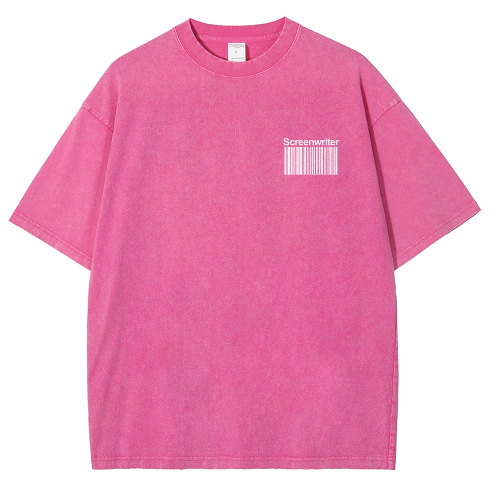 Screenwriter Pattern Washed Vintage Short Sleeves T-Shirt-moweekender