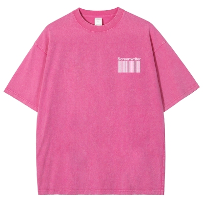 Screenwriter Pattern Washed Vintage Short Sleeves T-Shirt-moweekender