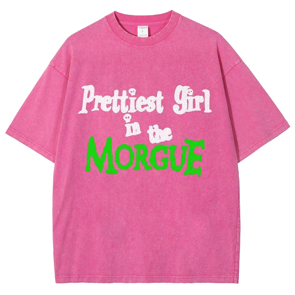 Prettiest Girl in The Morgue Vintage Snowflake Washed T-Shirt-moweekender