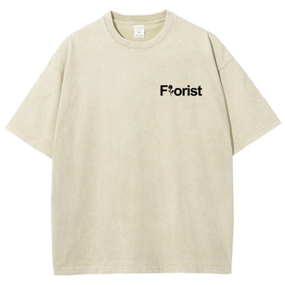 Florist Pattern Washed Vintage Short Sleeves T-Shirt-moweekender