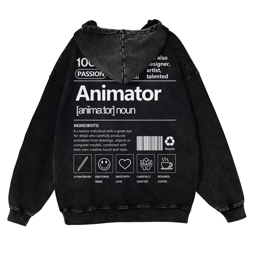 Animator Casual Washed Hoodie-moweekender