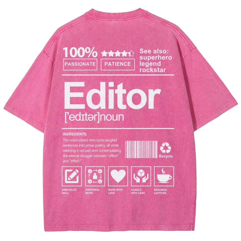 Editor Pattern Washed Vintage Short Sleeves T-Shirt-moweekender