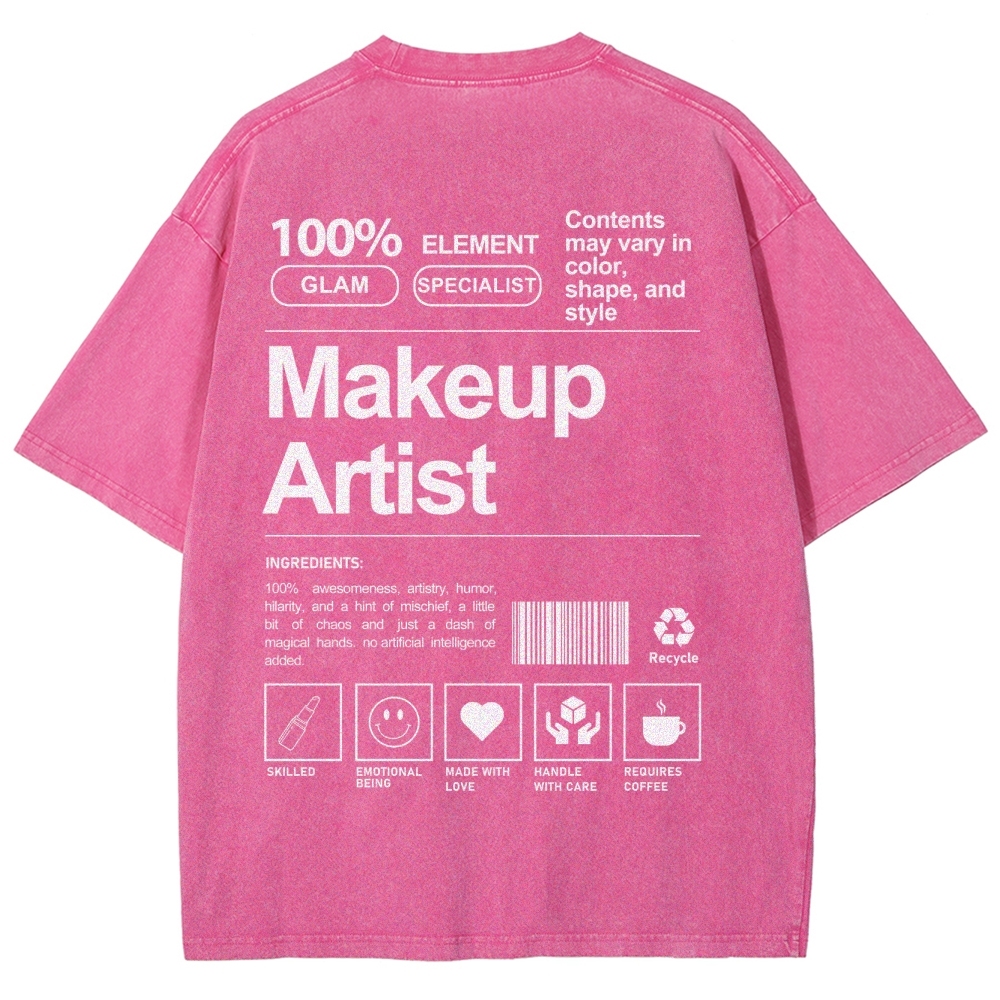 Makeup Artist Vintage Snowflake Washed T-Shirt