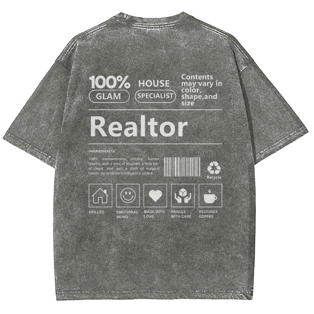 Realtor Vintage Snowflake Washed T-Shirt-moweekender