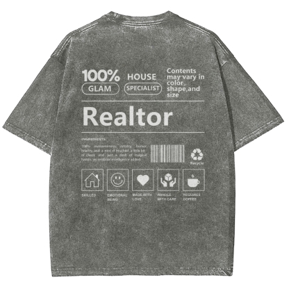Realtor Vintage Snowflake Washed T-Shirt-moweekender
