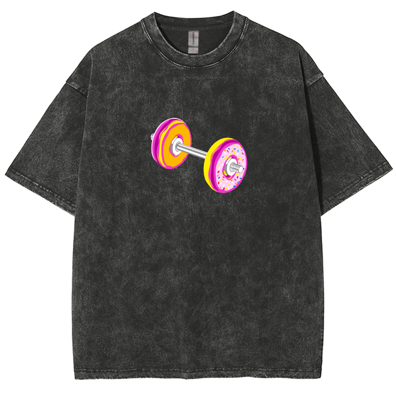 Barbell Donuts Unisex Washed T-Shirt-moweekender