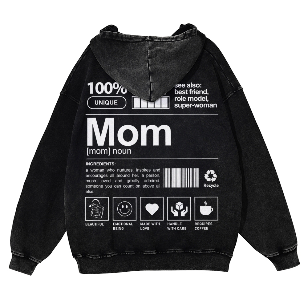 Mom Printed Vintage Washed Hoodie-moweekender