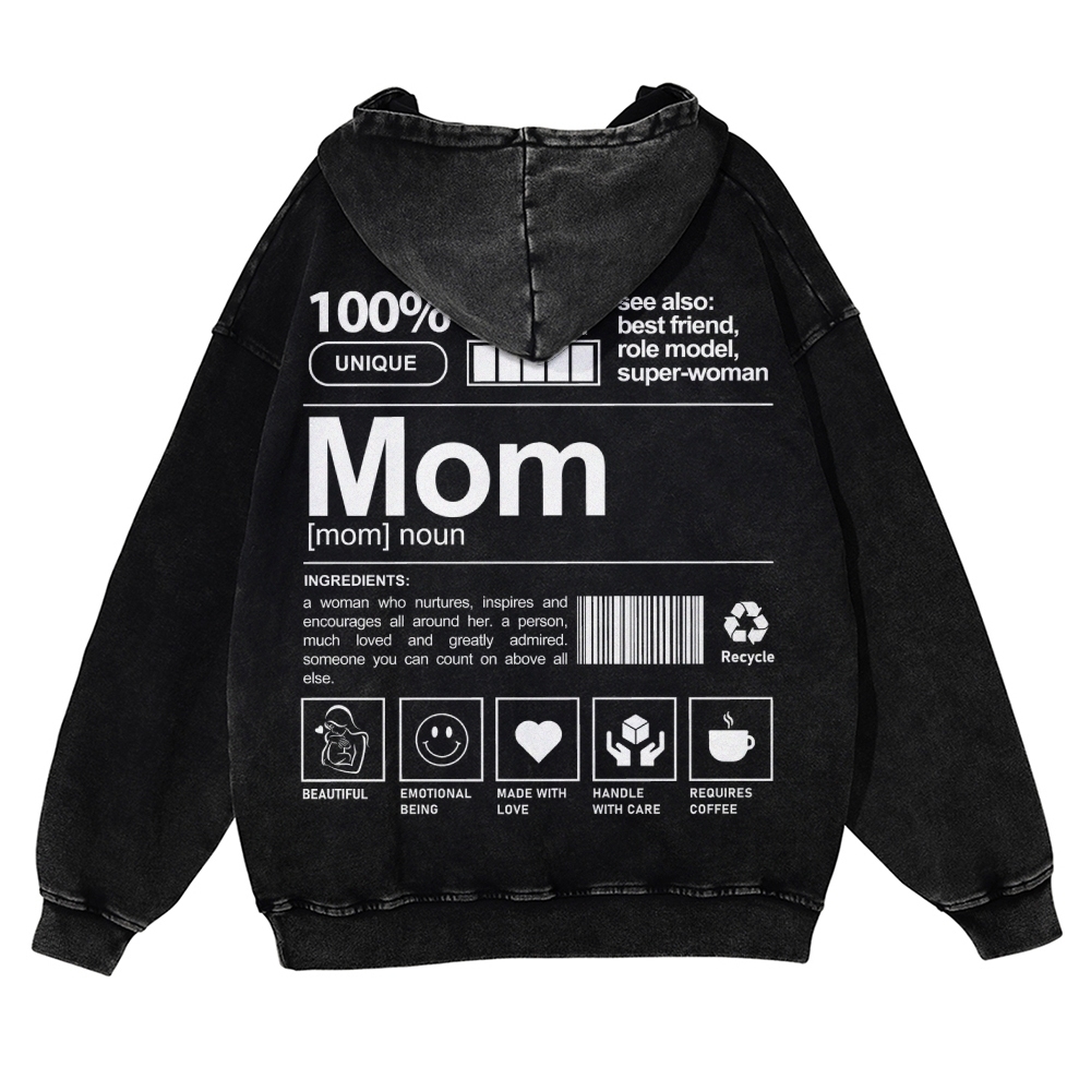 Mom Printed Vintage Washed Hoodie-moweekender