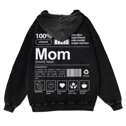 Mom Printed Vintage Washed Hoodie-moweekender