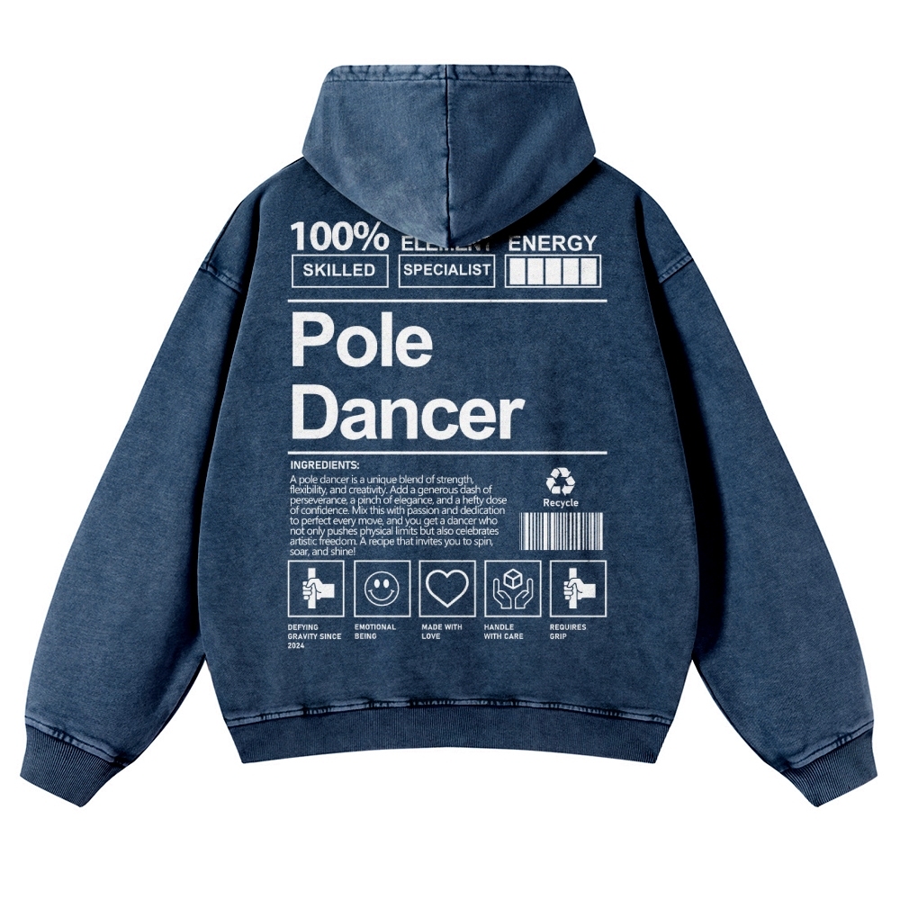Pole Dancer Casual Washed Hoodie