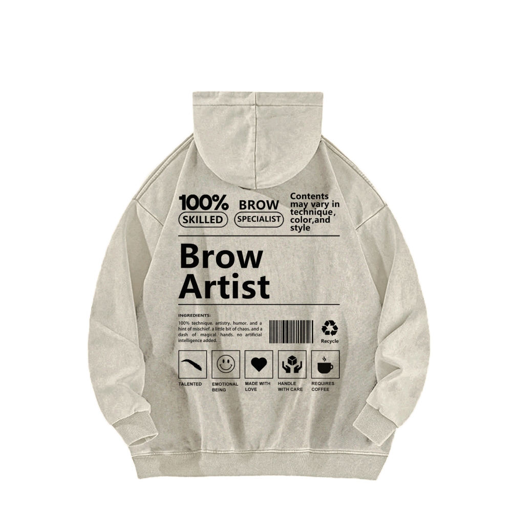 Brow Artist Casual Washed Hoodie-moweekender