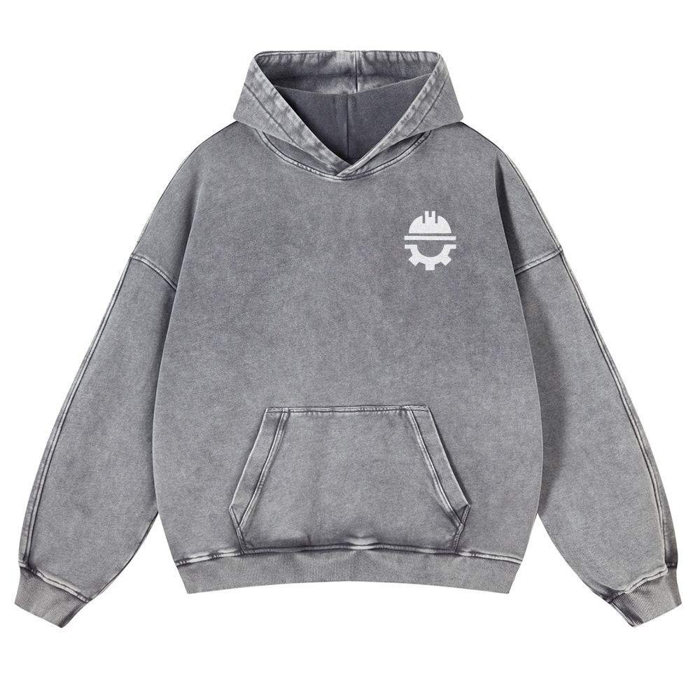 Civil Engineer Pattern Vintage Washed Hoodie-moweekender