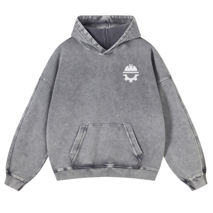 Civil Engineer Pattern Vintage Washed Hoodie-moweekender