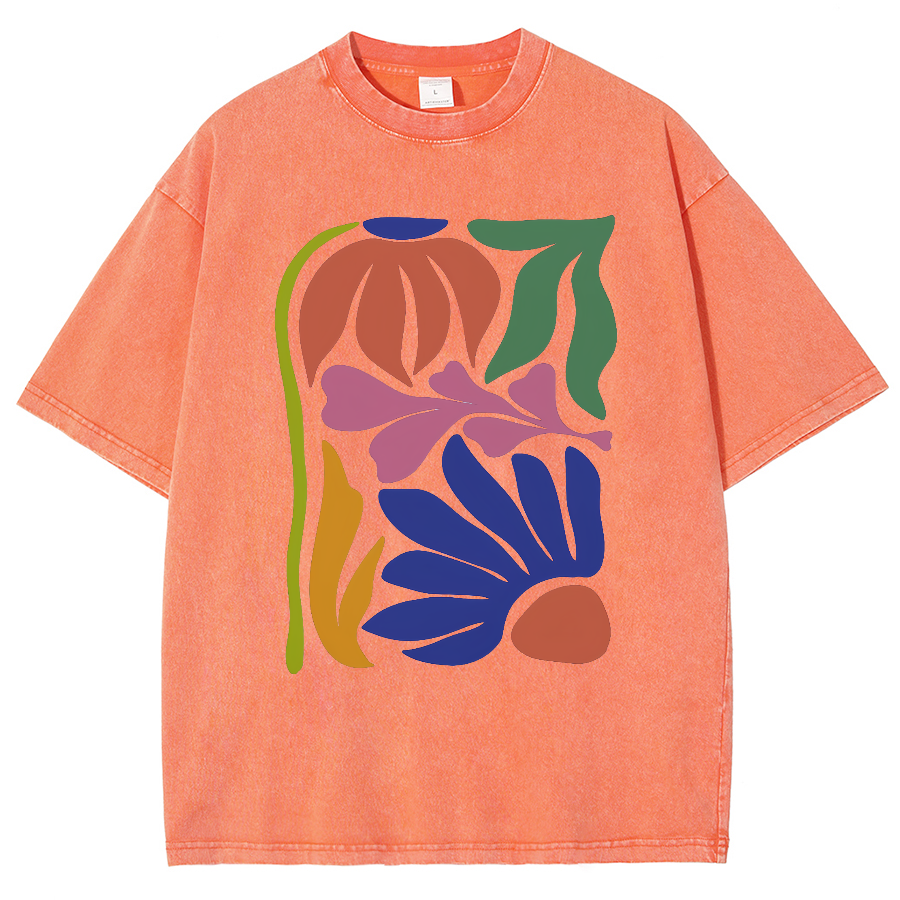 Wildflowers Matisse Art Washed Oversized T-Shirt-moweekender