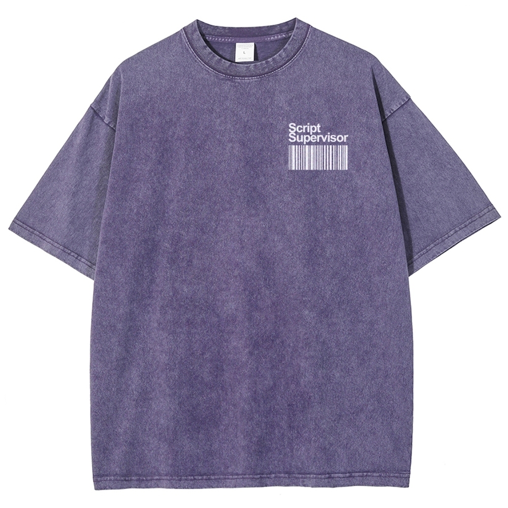 Script Supervisor Pattern Washed Vintage Short Sleeves T-Shirt-moweekender