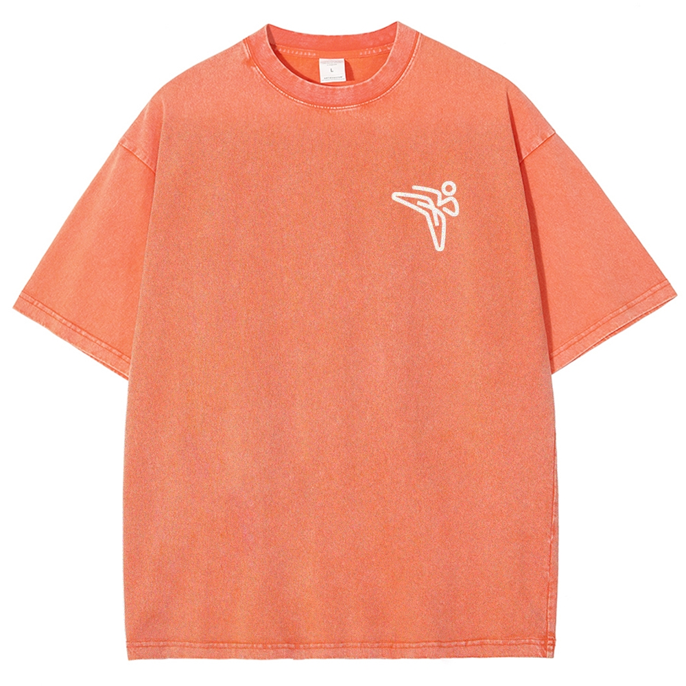 Taekwondo Pattern Washed Vintage Short Sleeves T-Shirt-moweekender