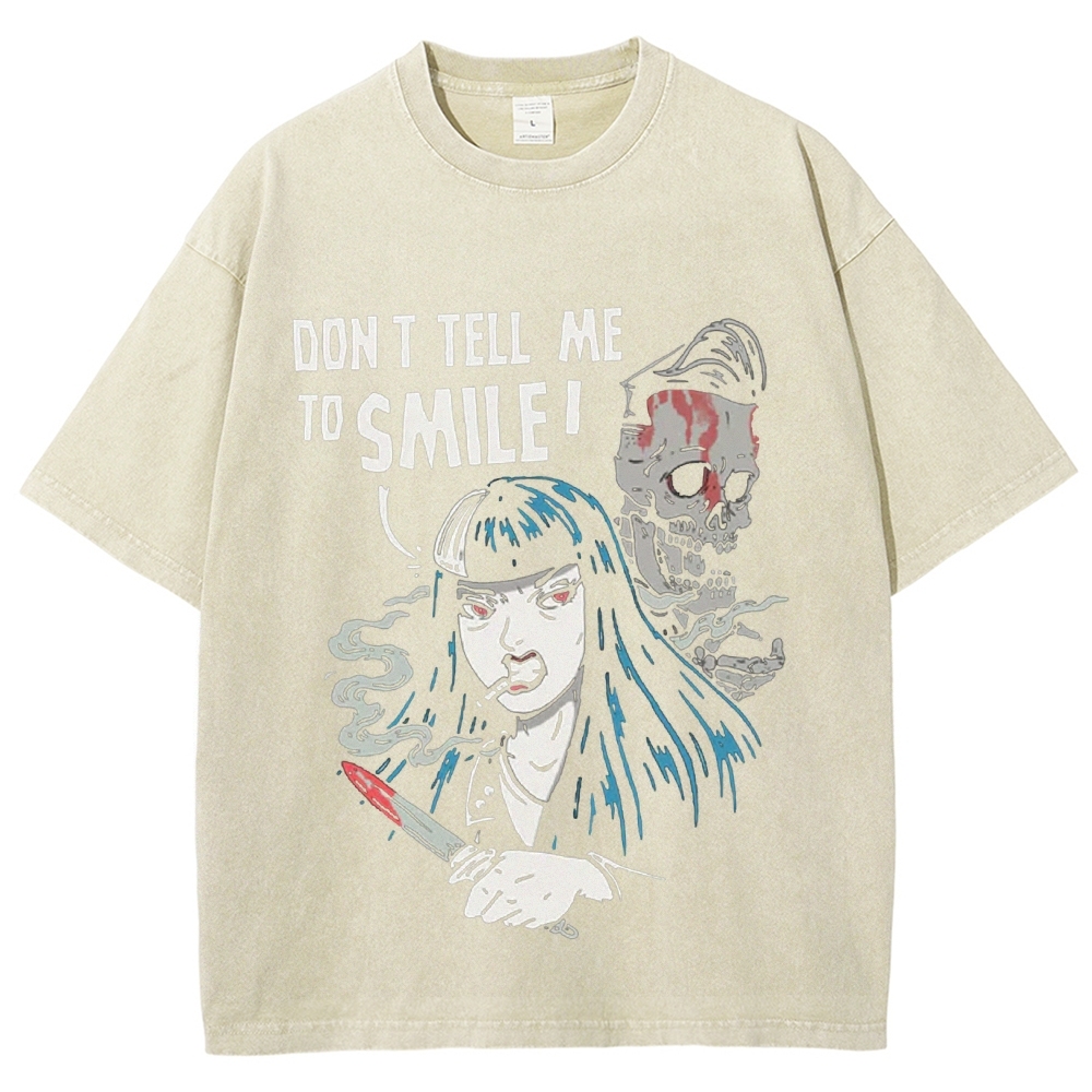 Don'T Tell Me To Smile Vintage Snowflake Washed T-Shirt-moweekender