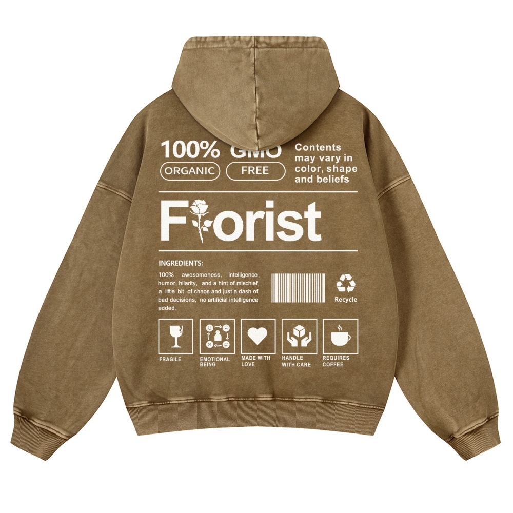 Florist Pattern Vintage Washed Hoodie-moweekender