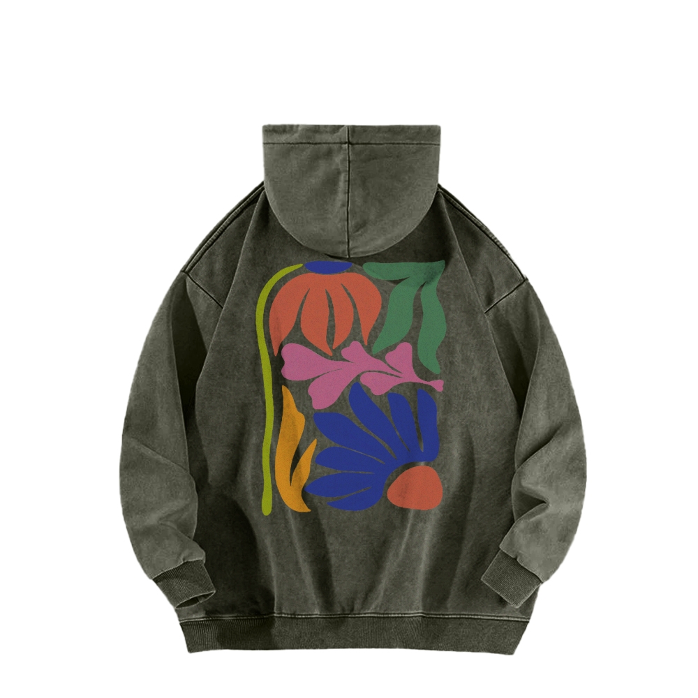 Wildflowers Matisse Art Casual Washed Hoodie-moweekender