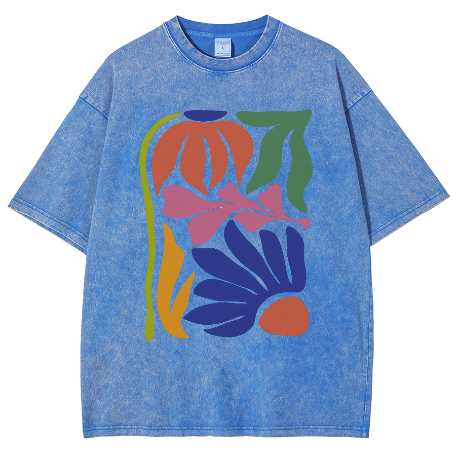 Wildflowers Matisse Art Washed Oversized T-Shirt-moweekender