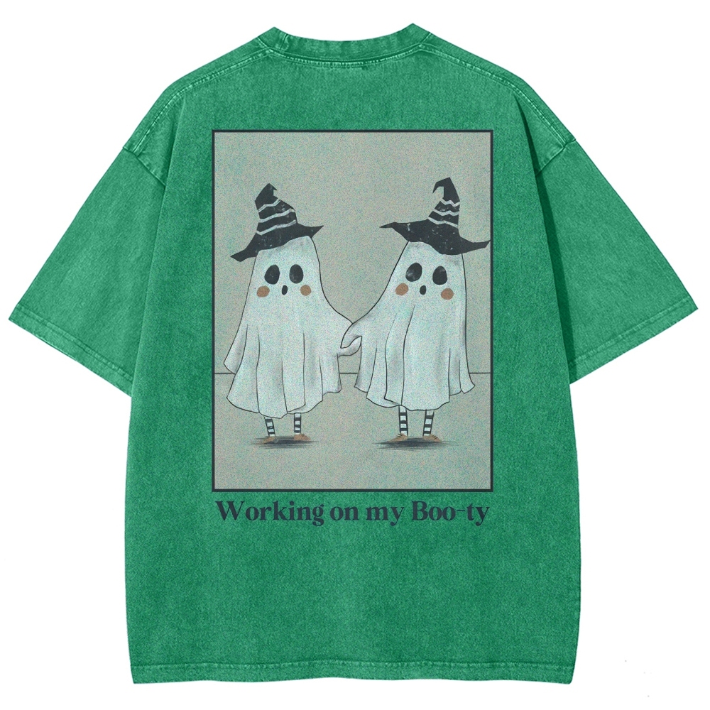 Working On My Booty Vintage Snowflake Washed T-Shirt-moweekender